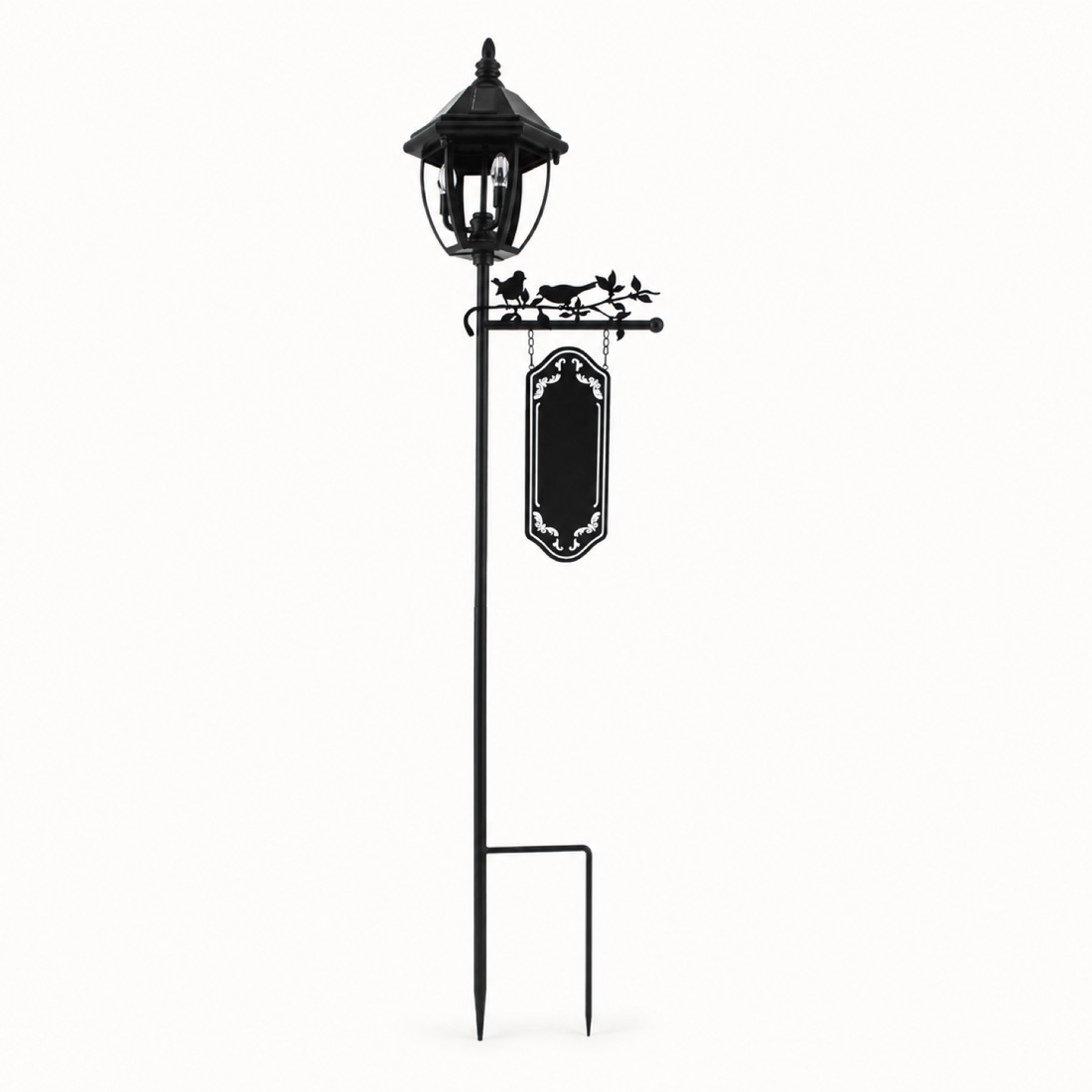 Black Lantern Garden Sign Stake