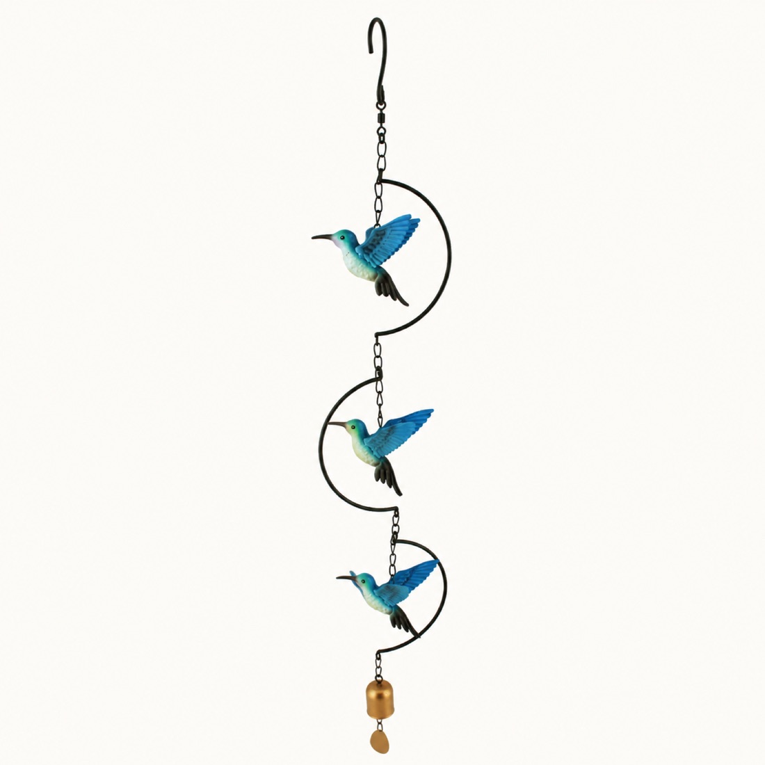 Three Hummingbird Spiral Bell Hanger