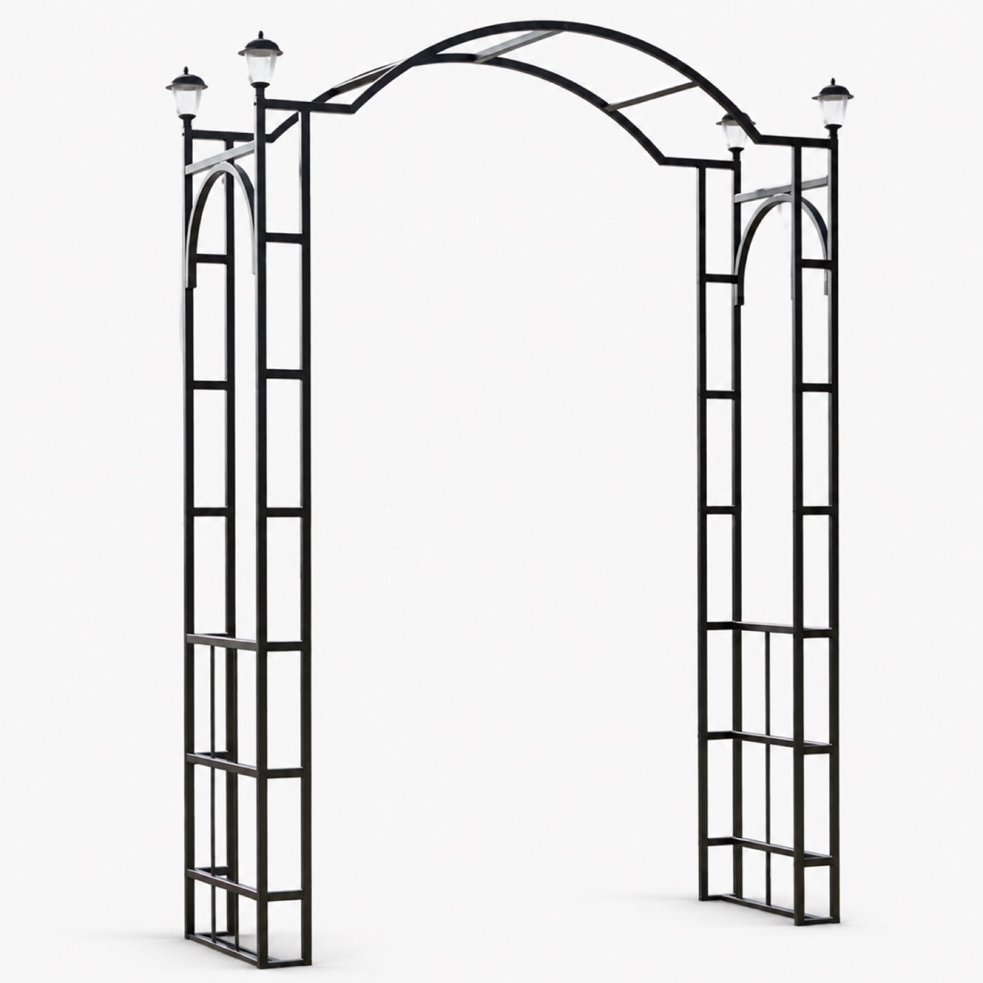 Steel Garden Arbor With Four Solar Lights