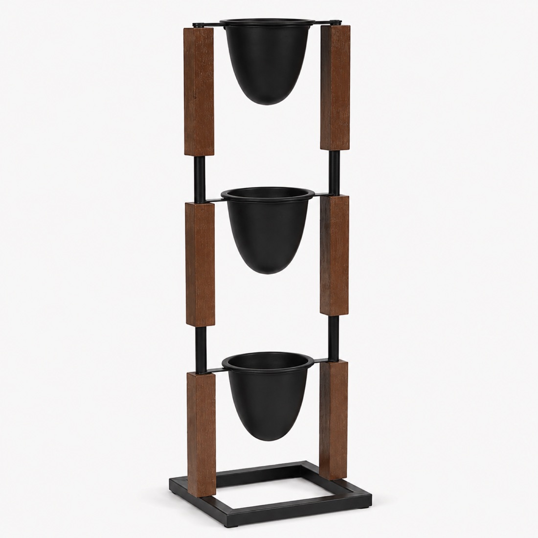 Three Tier Wood Accent Planter Tower