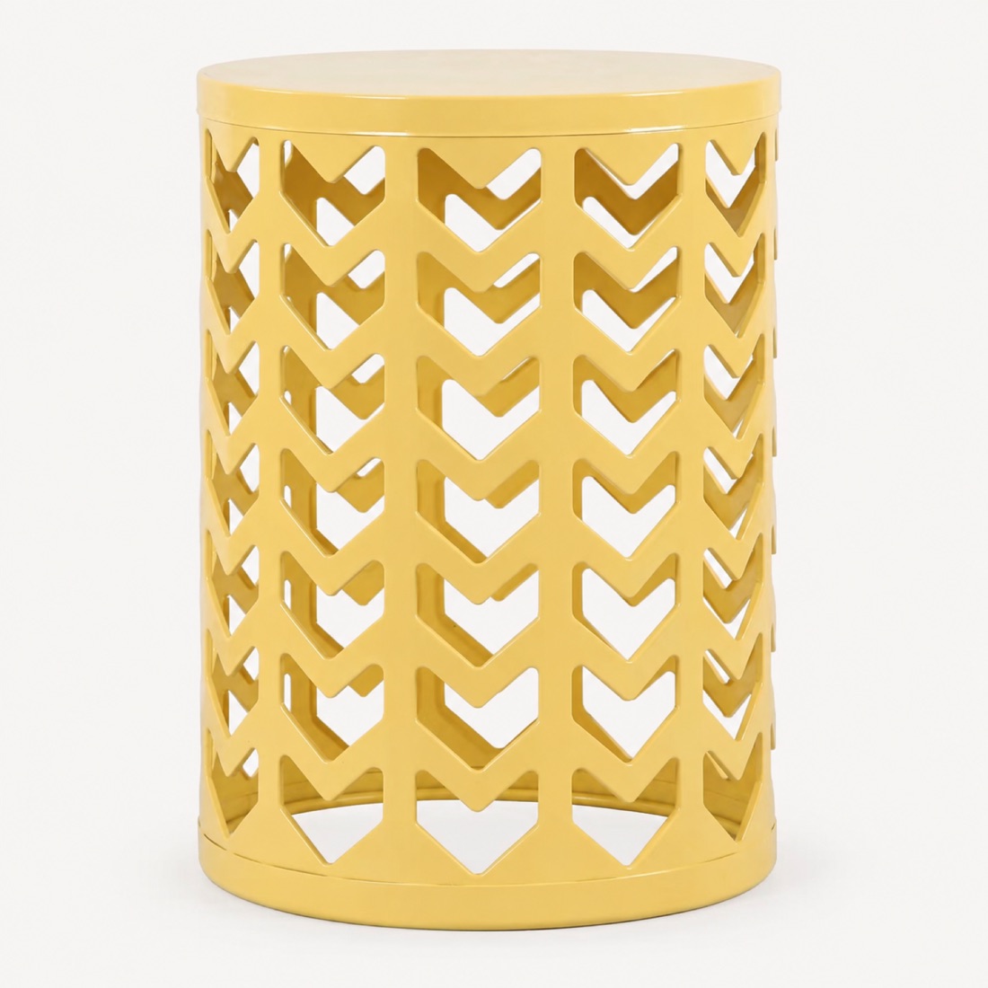 Yellow Chevron Cylinder Plant Stand