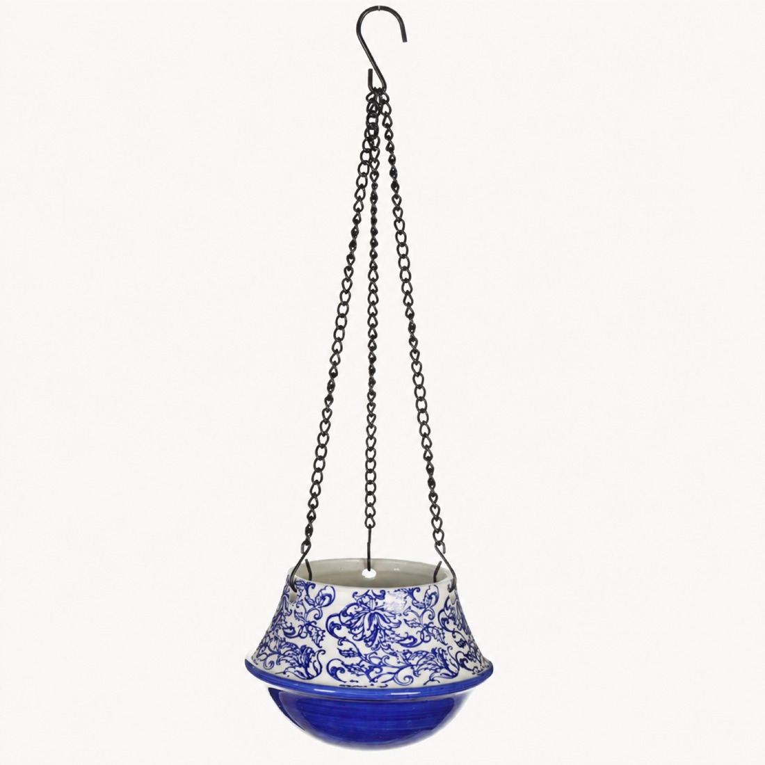 Blue White Floral Hanging Planter