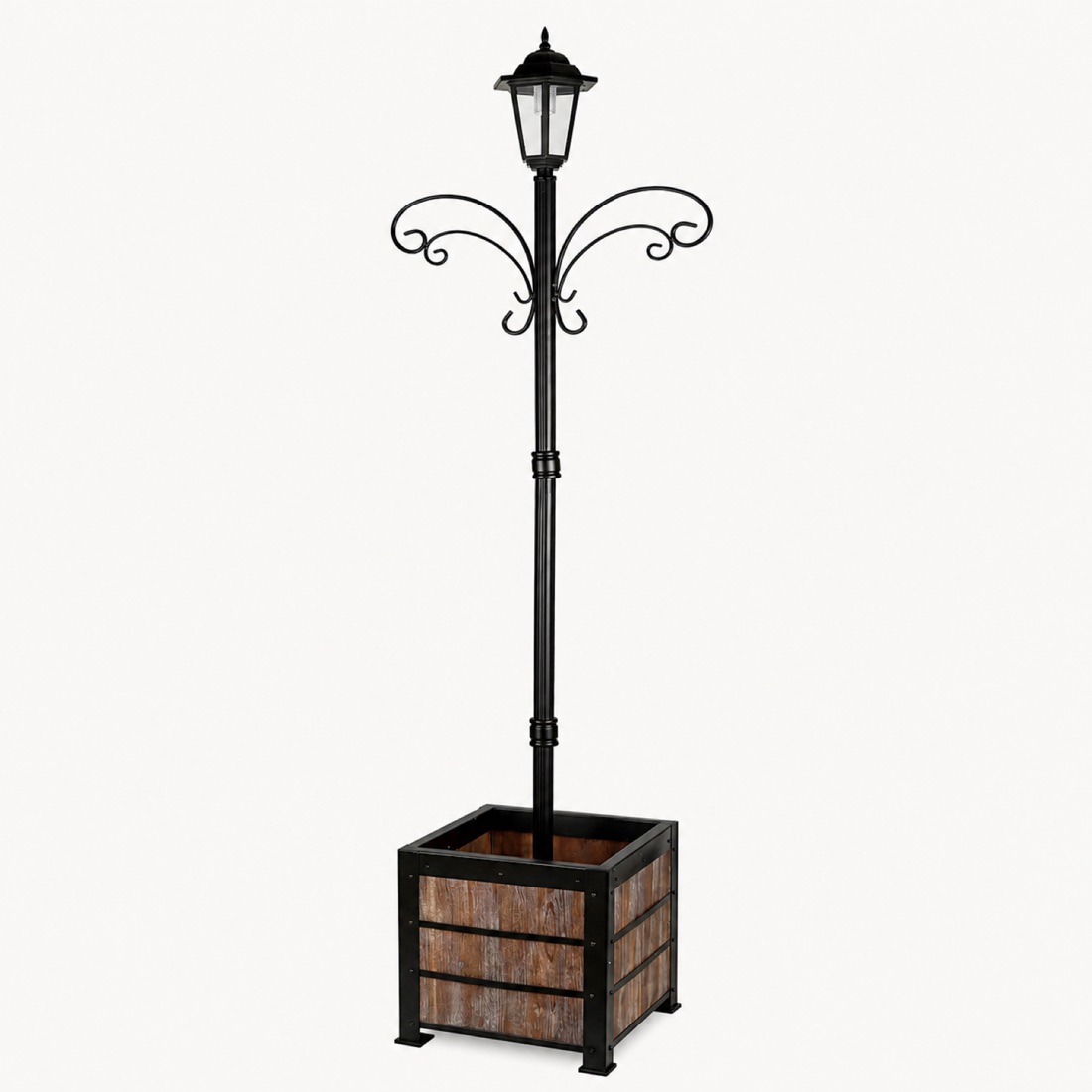 Lamp Post Wood Planter