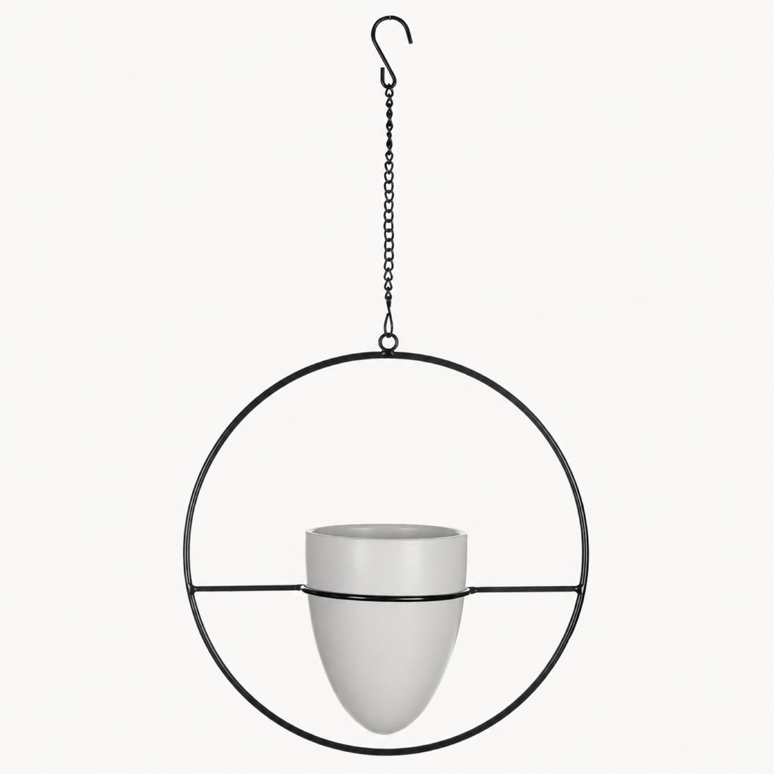 Round Frame White Hanging Planter