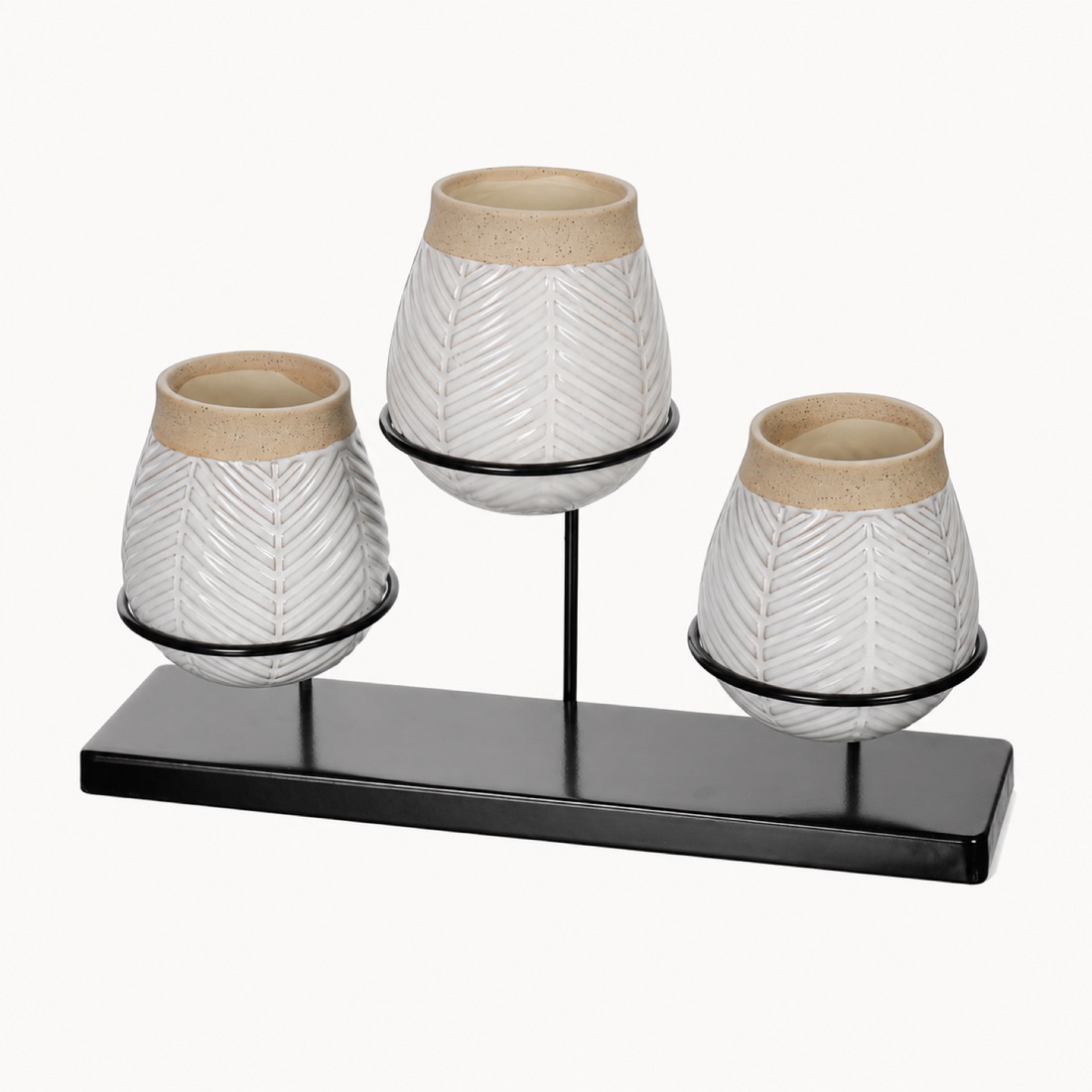 Three Pot Herringbone Planter Set