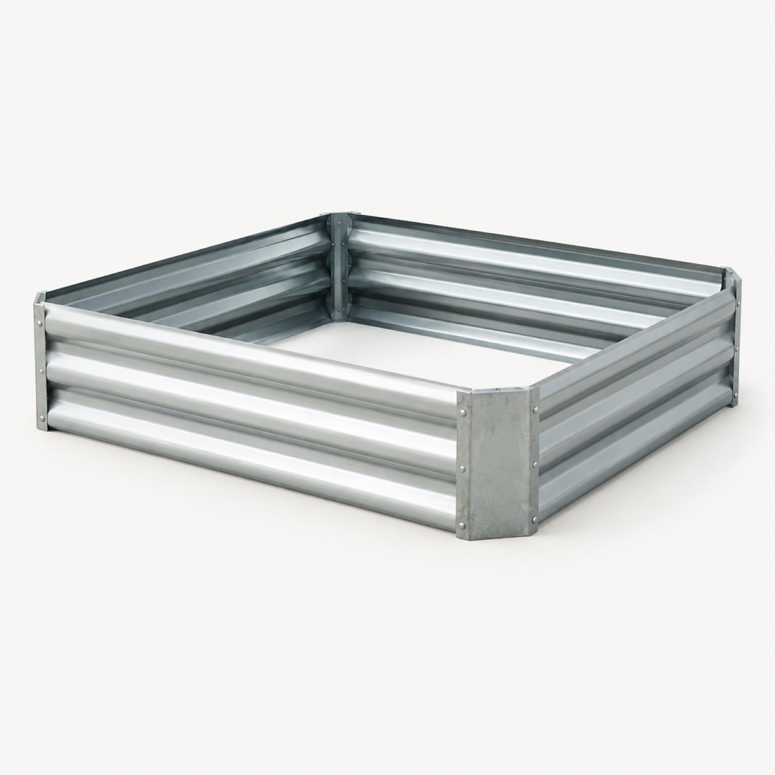 Silver Corrugated Metal Raised Garden Bed