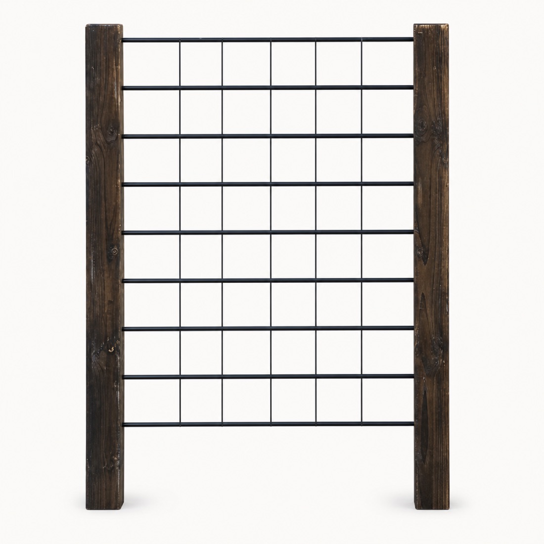 Wood And Steel Grid Garden Trellis