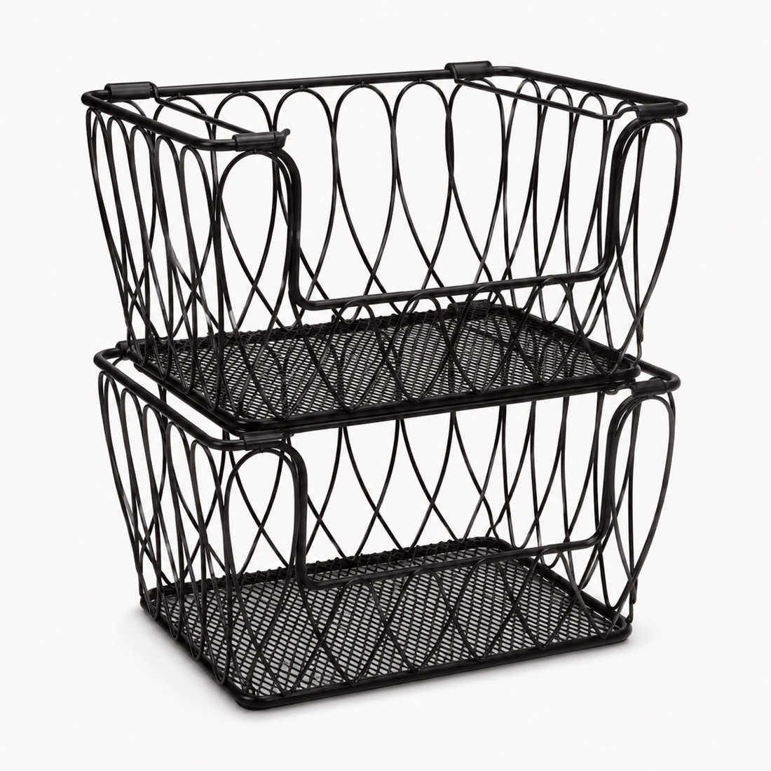 Two Piece Loop Wire Stacking Basket Set